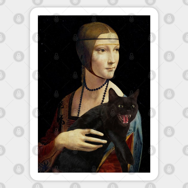 Lady with a Black Cat Sticker by luigi-tarini